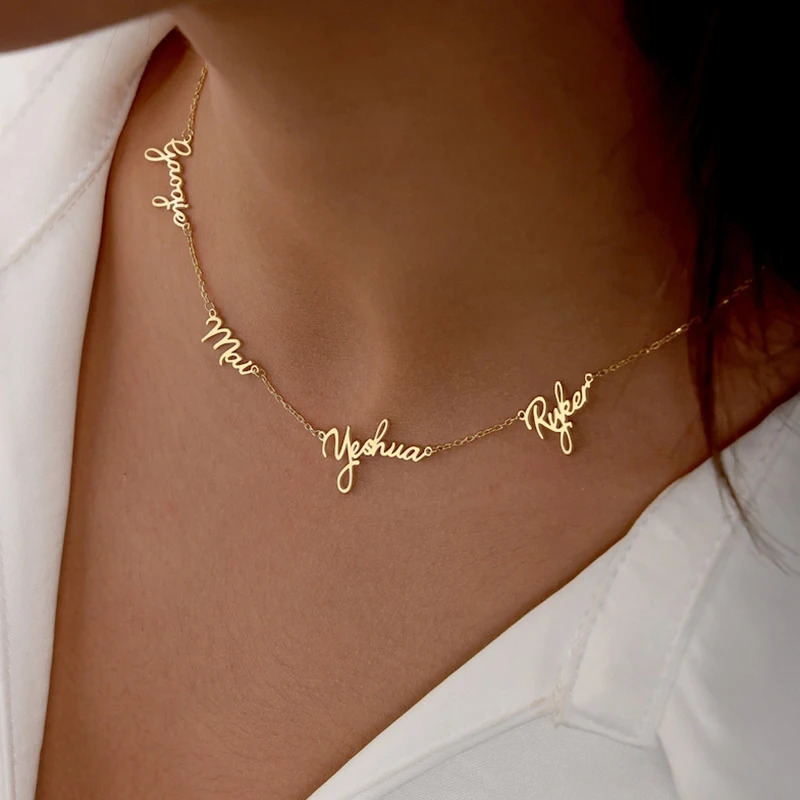 Personalized Custom 1- 9 Names Necklace Stianless Steel Customized Couple Kids Name Necklace Family Members Name Jewelry Gift 250729