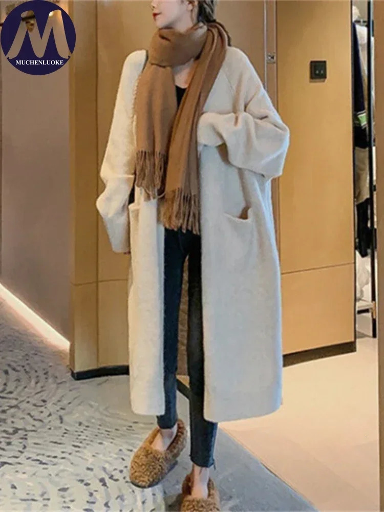 Womens Long Sleeve Knitted Cardigan Loose Sweater Casual Coats Autumn and Winter Clothing Fashion 250730