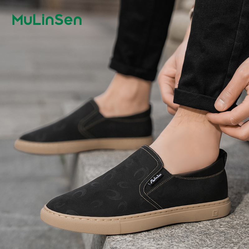 Mulinsen men's slip-on shoes, soft-soled Old Beijing cloth shoes, summer breathable canvas shoes, casual slip-on shoes