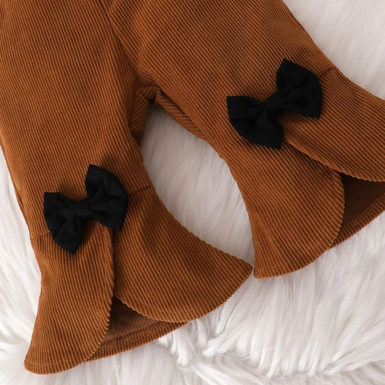 0-2-year-old born baby girls autumn and winter brown long-sleeved cardigan lapel jacket bow pants fashion suit 250729