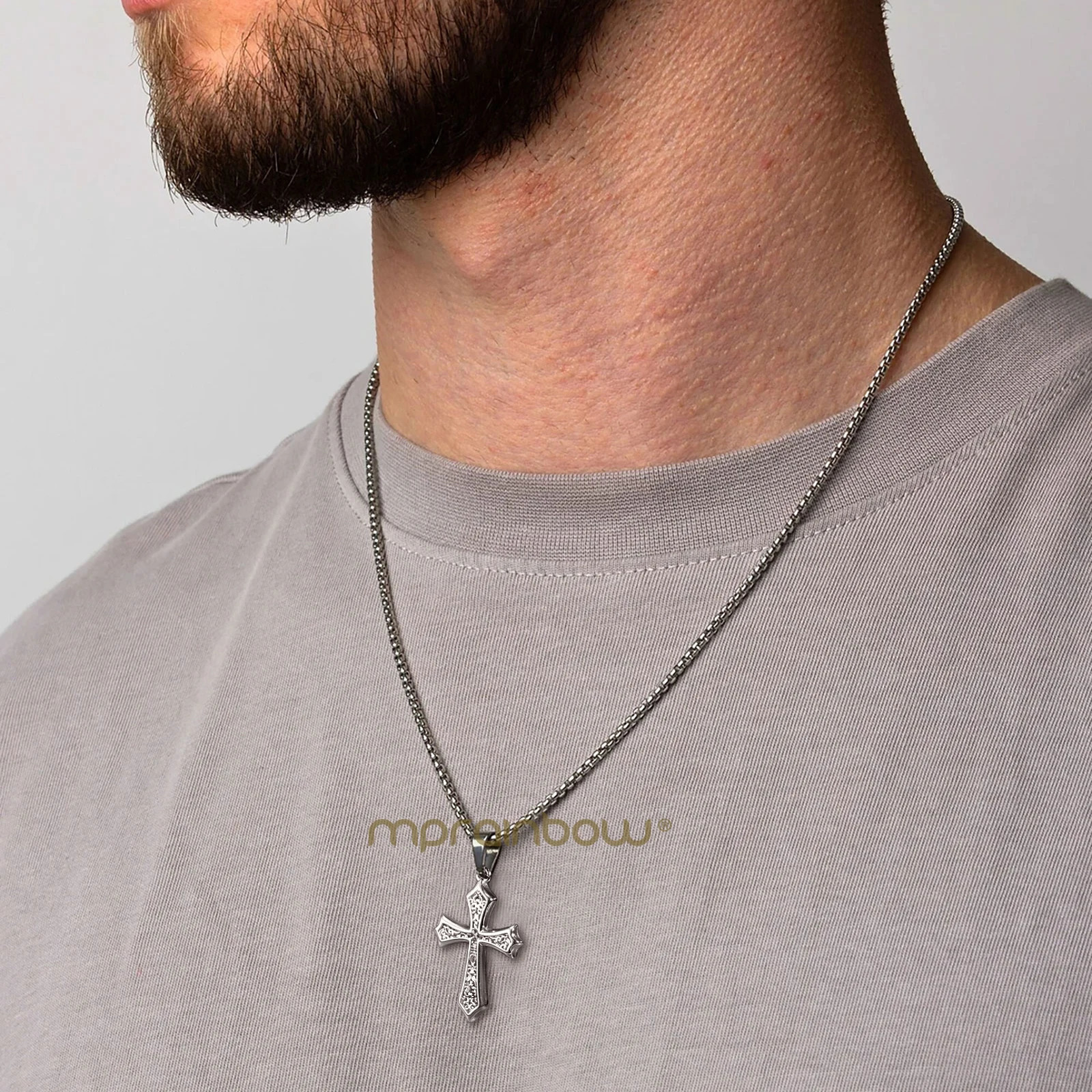 Cross Pendant Necklace for Men Boys50/55/60cm Stainless Steel Collars ChokersChristian Classic Chic Jewelry Gifts 250729