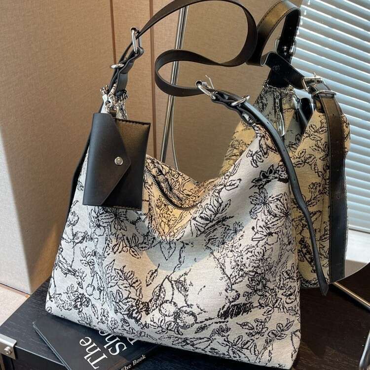 Summer Large Capacity Commuting High-End Tote for Women 2024 New Chinese Style Canvas Shoulder Crossbody Bag