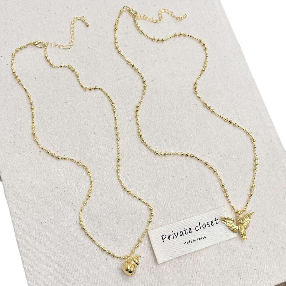 Same Style Cute Little Angel Pendant for Women 2024 New Gold Wings Exquisite Personalized Necklace 0f6