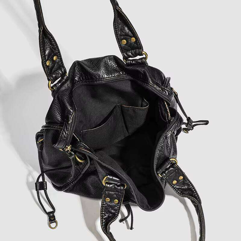 2025 French Vintage Tote Bag - Large Crossbody Shoulder Bag for Women, Spacious PU Woven Hobo Purse in Black