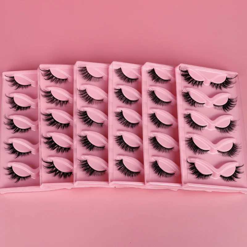 5 Pairs Fluffy False Eyelashes Fox Cat Eye Lashes Winged False Eyelashes Fox Eye Faux Mink Eyelashes Silk Lashes Makeup Z250730