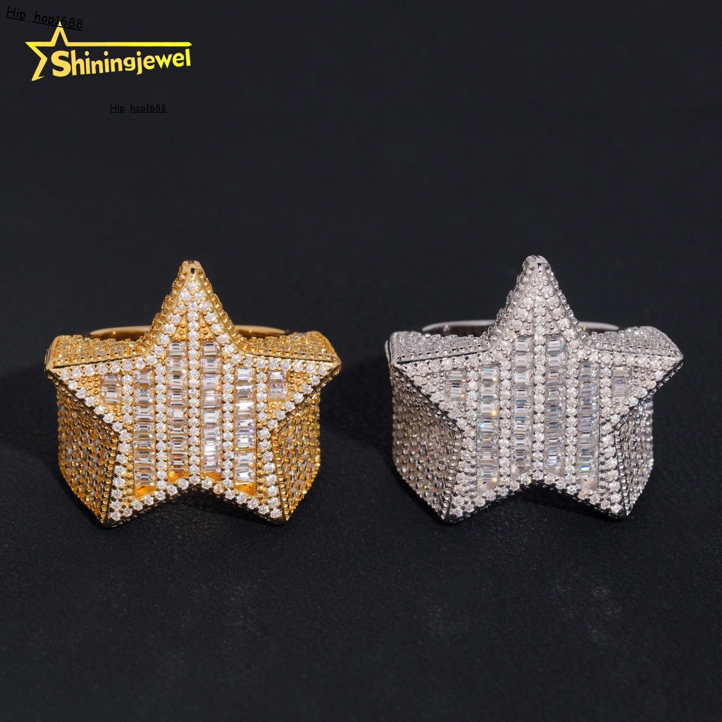 Pass Diamond Tester 925 Sterling Silver VVS Moissanite Hip Hop Iced Out Custom Ring