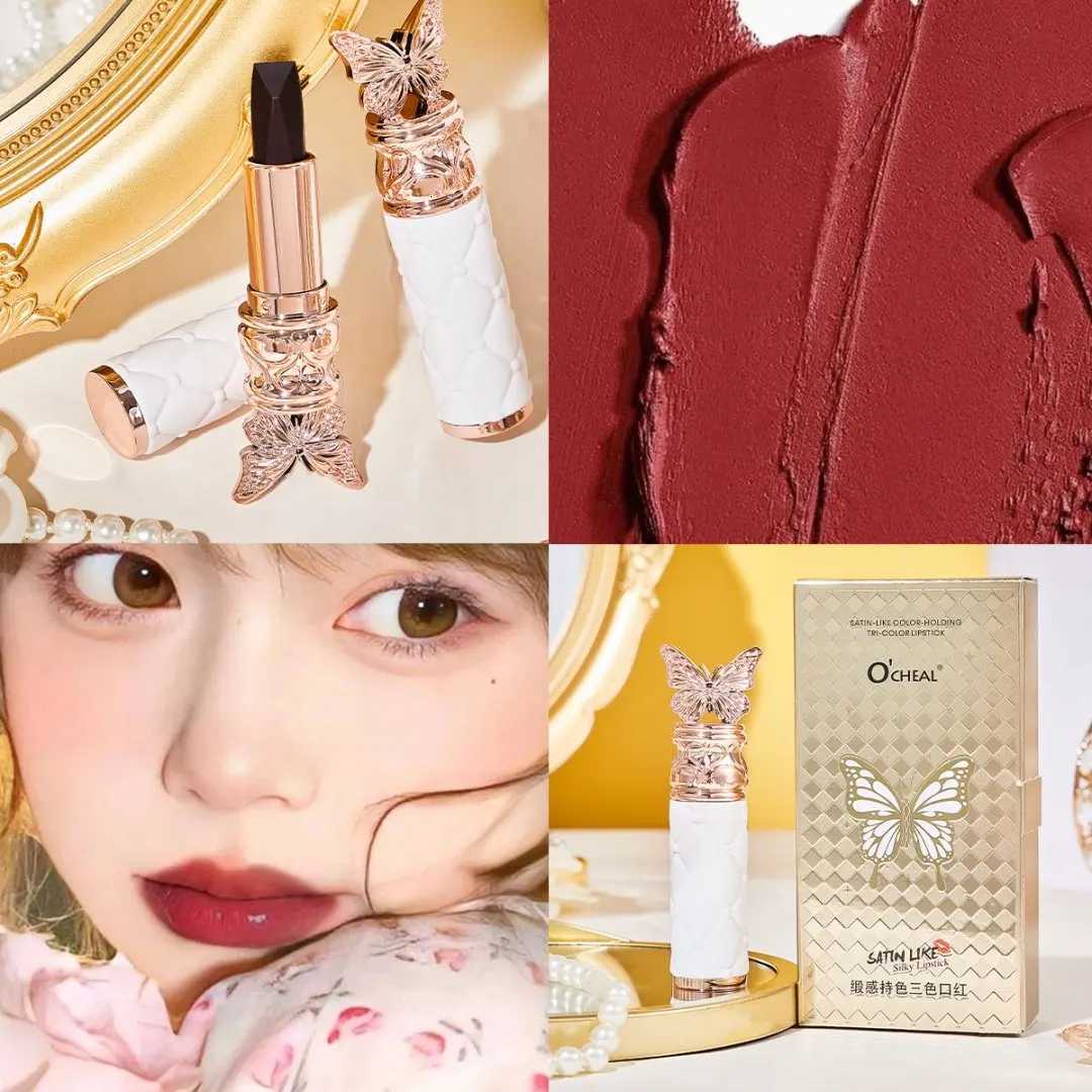 3 In 1 Matte Velvet Lipstick Long Lasting Moisturizing Non Stick Lip Gloss Butterfly Shape Waterproof Lip Makeup Cosmetics G250729