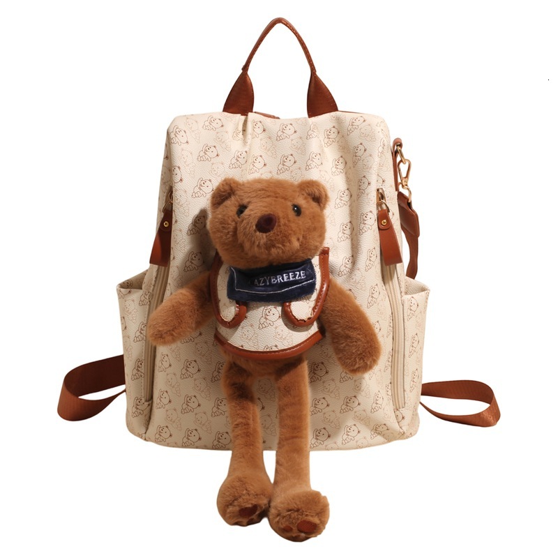 2025 Designer's New Large Capacity Backpack Fashionable Multi functional Cute Little Bear Commuter Bag