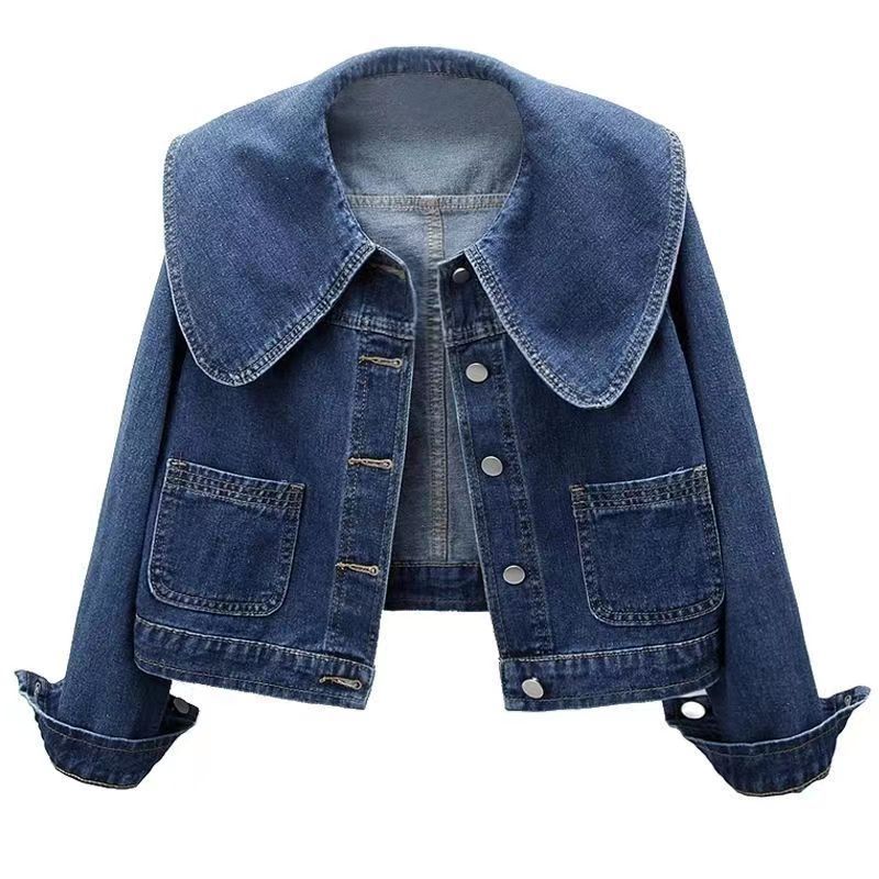 2025 Early Autumn New Women's Vintage High-End Doll-Collar Short Denim Jacket Stylish Youthful Top