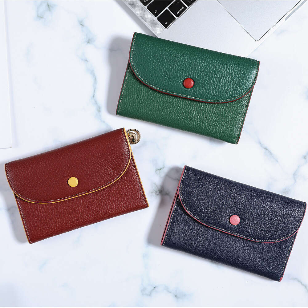 New Women's Korean Fashion Zipper Coin Purse Multi-Card Slot Soft Leather Buckle Wallet B5 B5