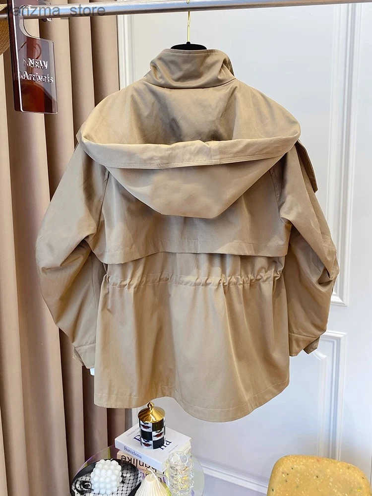 Long-Slved Casual Short Trench Waist Party Design Jacket Chic Girls Short Comfortable Fashion Korean Vintage Tops For Women L250730