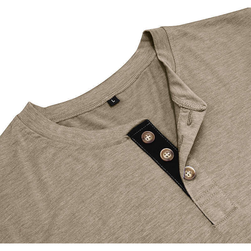 European And American Men's Long Sleeve Crew Neck T-Shirt Amazon Men's Base Shirt Foreign Trade Men's T-Shirt Henry Collar Top