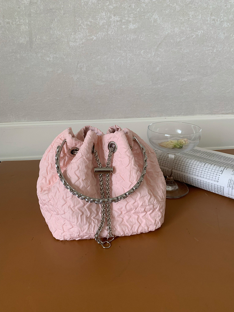 Designer Bag Korean Version Ins Niche Handbag 2025 New Fashion Sweet Bucket Bag Chain Bag Single Luxury Bag Shoulder Crossbody Bag Trendy Tote Bag