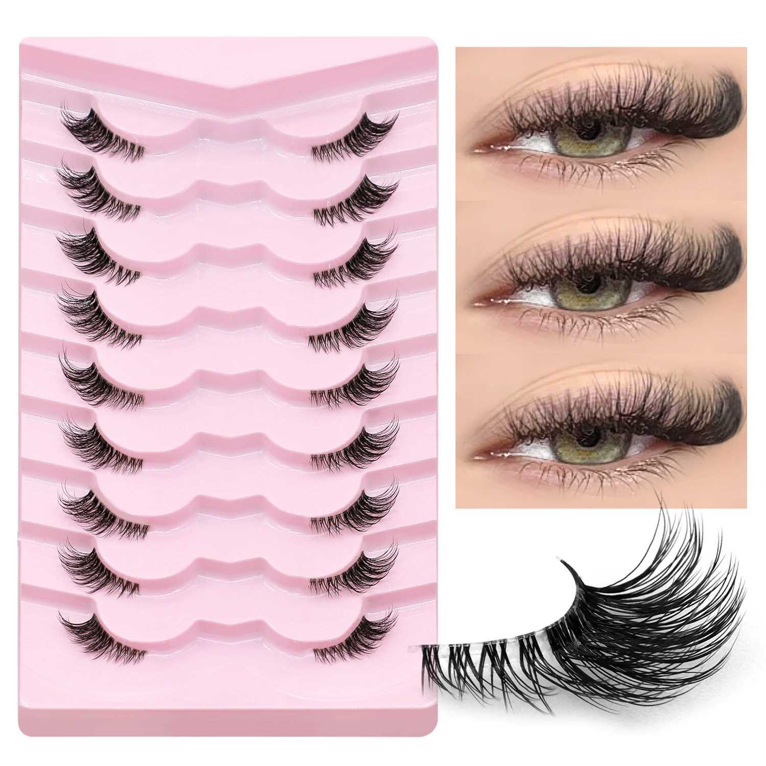 RINNEYA Half Eyelashes Natural Cat Eye Lashes Soft Wispy Clear Band Lashes With Winged Ends For Extended Eye Look Makeup Z250730