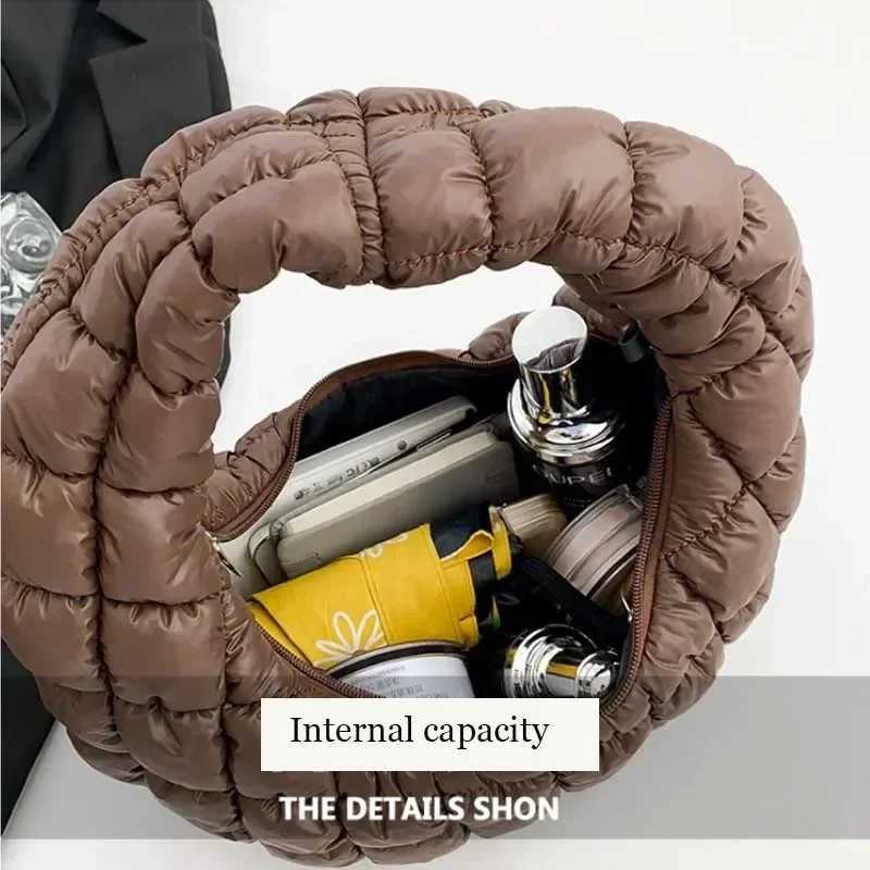 Quilted Embroidered Thread Wens Bag Pleated Cloud Mini Handbags Down Padded Lightweight Cluh Bag Cott Small Shoulder Bags Y250730