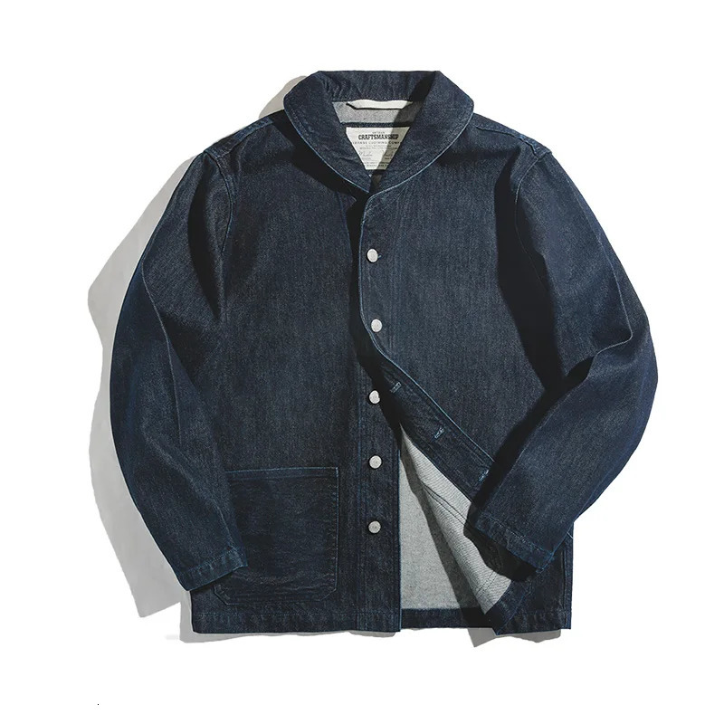 Maden Vintage 135oz Denim Jacket for Men Classic Solid Color Collar Cotton Hunting Style with Pockets Coat Autumn Blazers 250730