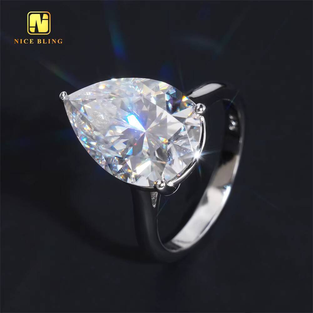 Pear Cut Big Moissanite Stone Wedding Ring 925 Sterling Silver VVS Moissanite Rings Jewelry Diamond Engagement Ring for Women
