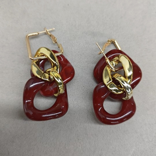 Sier Needle Acrylic Square Rhombus Tassel Pendant Hoop Versatile Fashion Niche Design Earrings