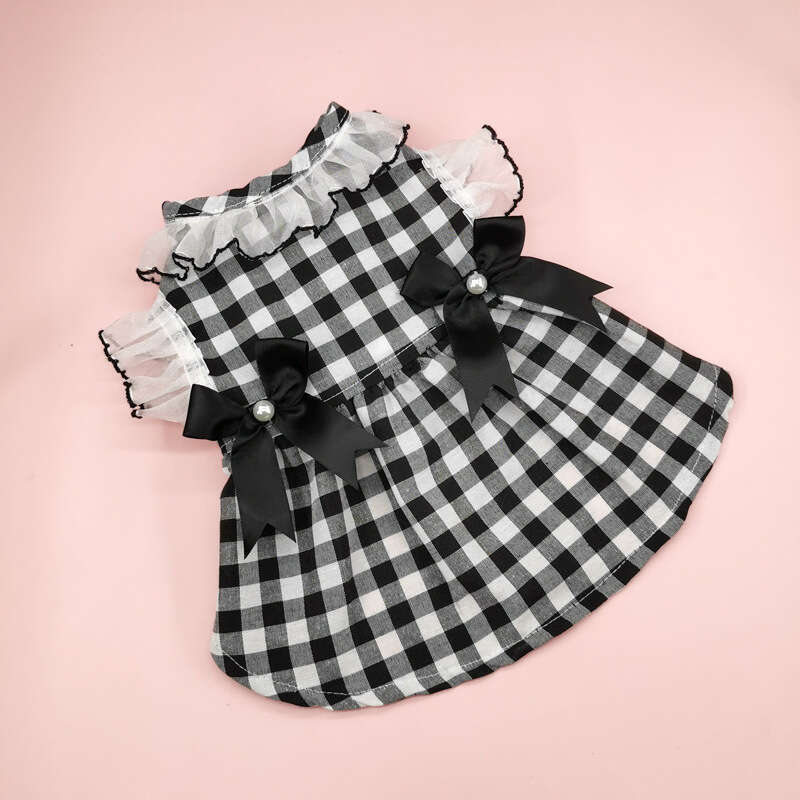 2023 Spring/Summer New Plaid Clothing Elegant Dog Clothes Pet Cat Dress