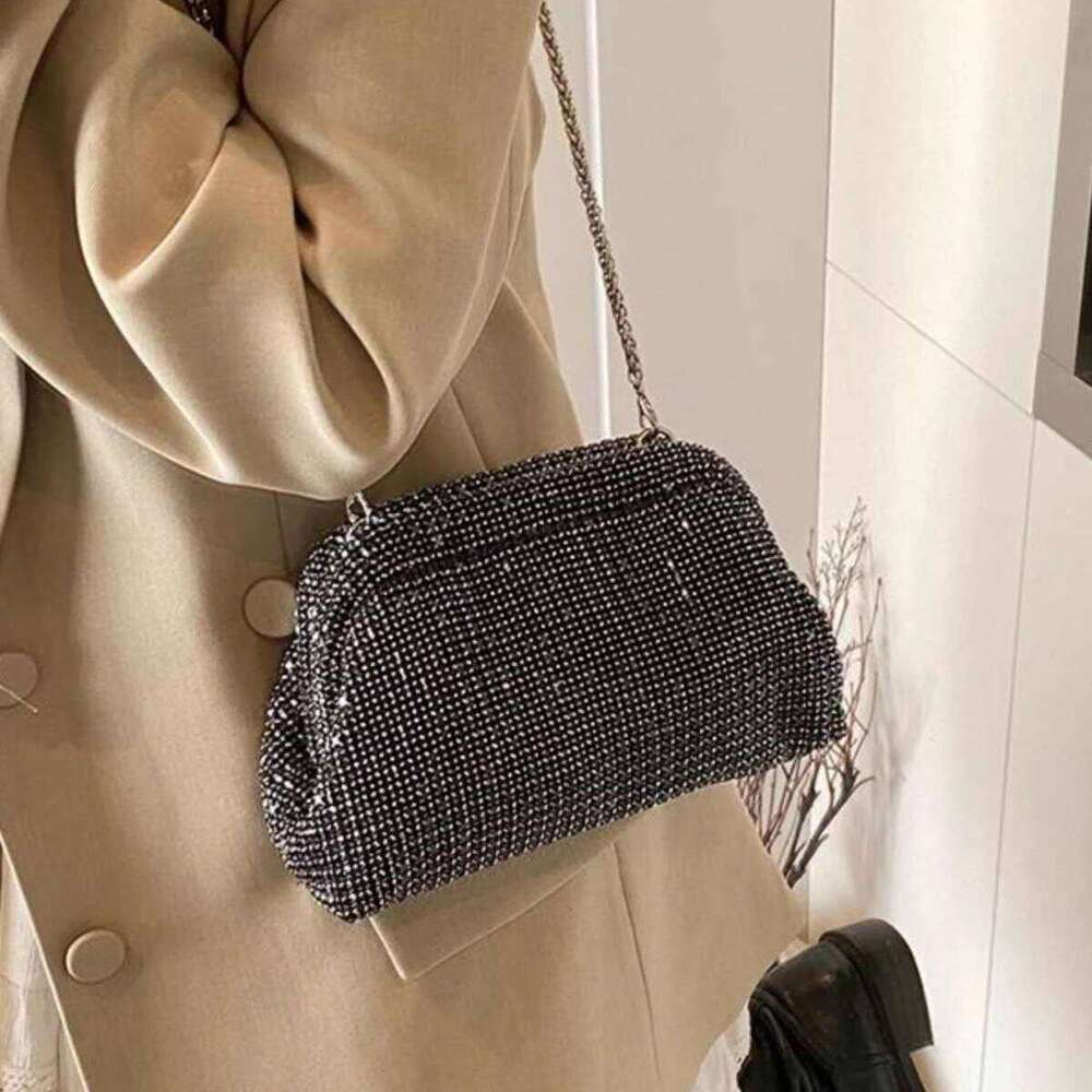 Shining Clip Design Fashin Crossbody Chain Inlaid Full Dia Banquet 2025 New Single Shoulder Underarm Bag
