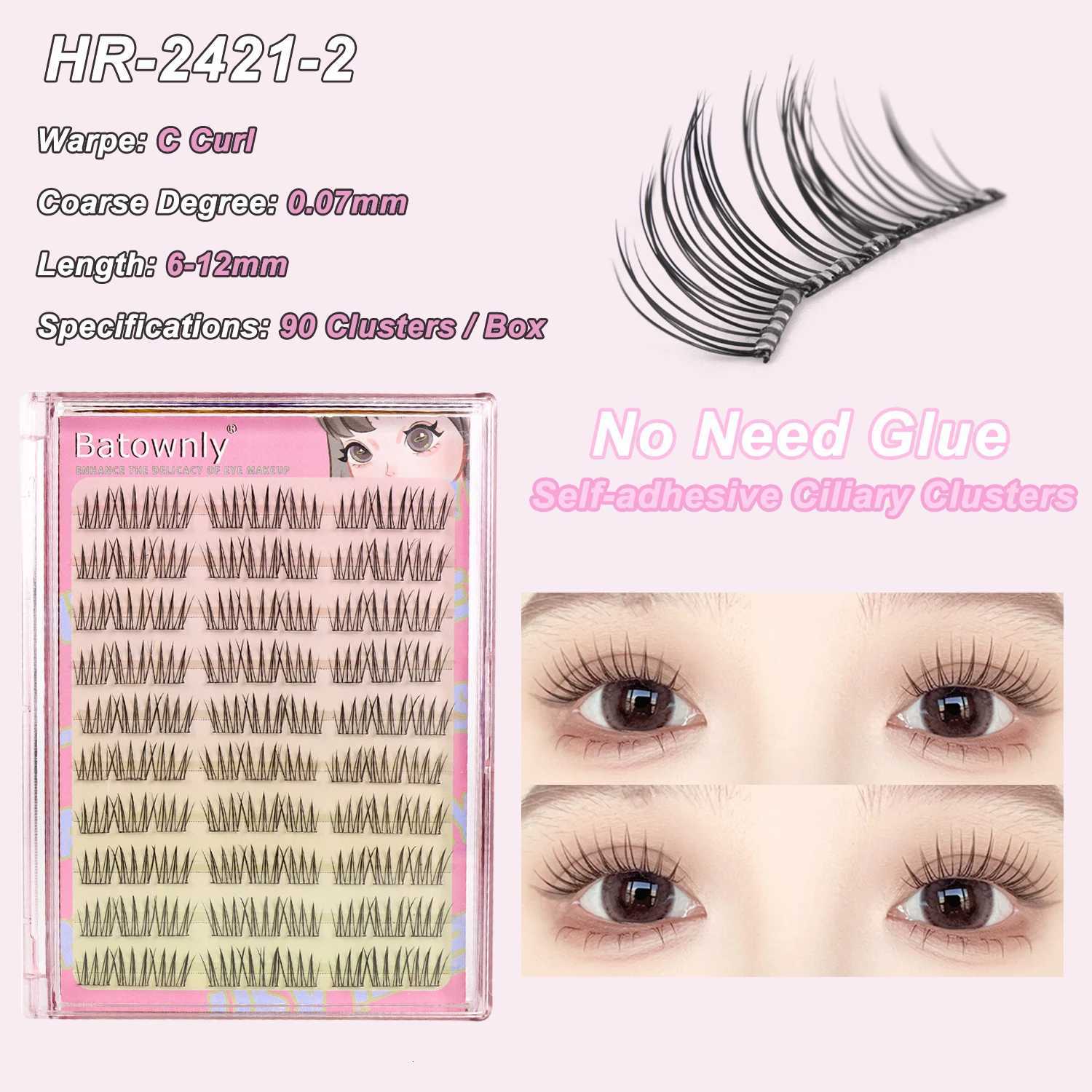 90 Pcs Self-Adhesive Eyelash Cluster Idol Single Cluster DIY Girl Group Natural Trilogy Cartoon Glue-Free False Eyelashes Z250730