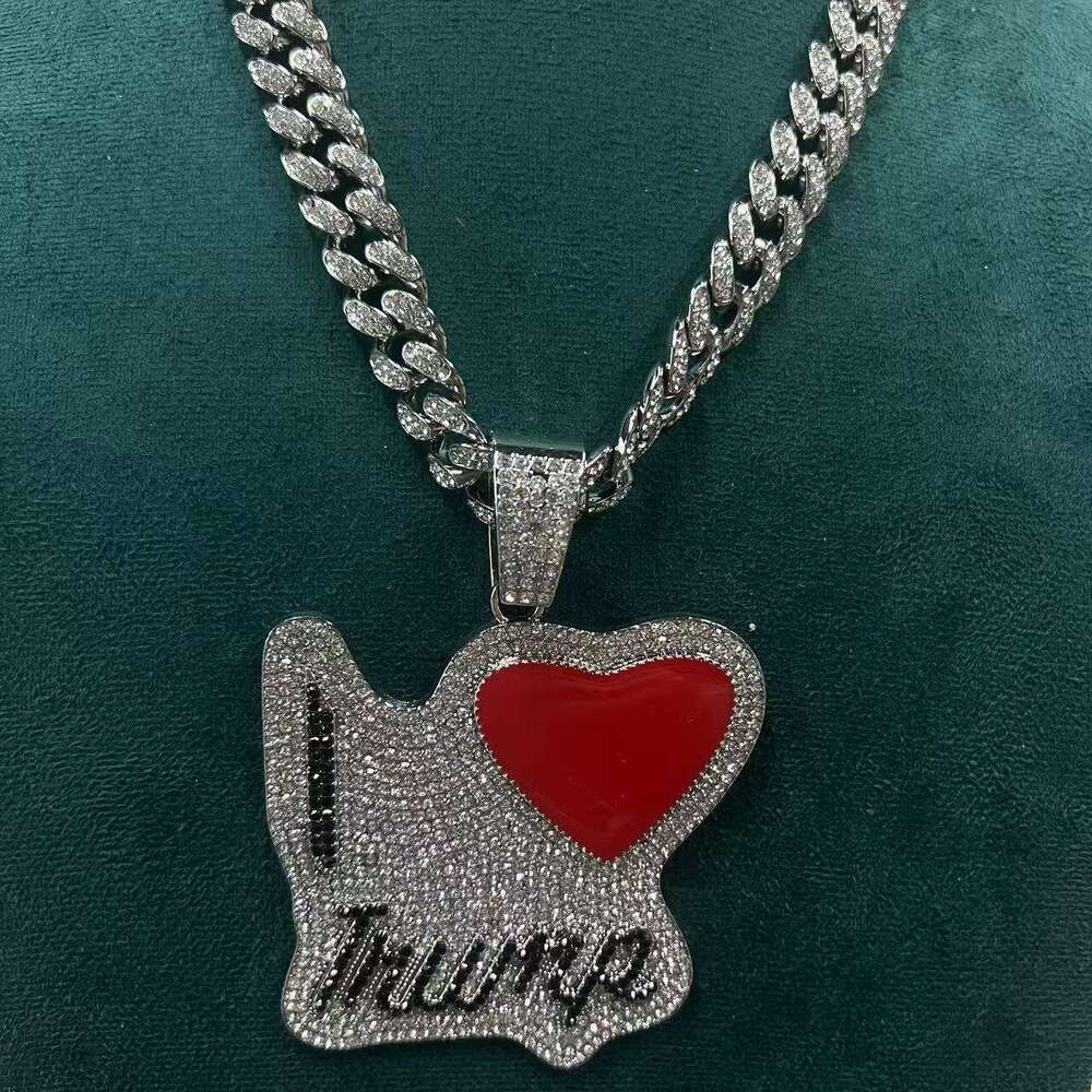 Full Dia Resin English Letter Pendant Fashion Personality Creative Exaggerated Hip-Hop Trendy Cuban Necklace