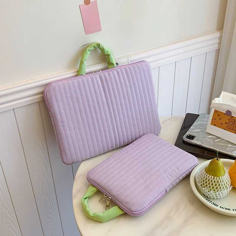 Portable Puffy Laptop Bag Cute 13 14Inch Colorf Laptop Protective Pouch With Handle Soft Tablet Carry Case Laptop Accessories y250730