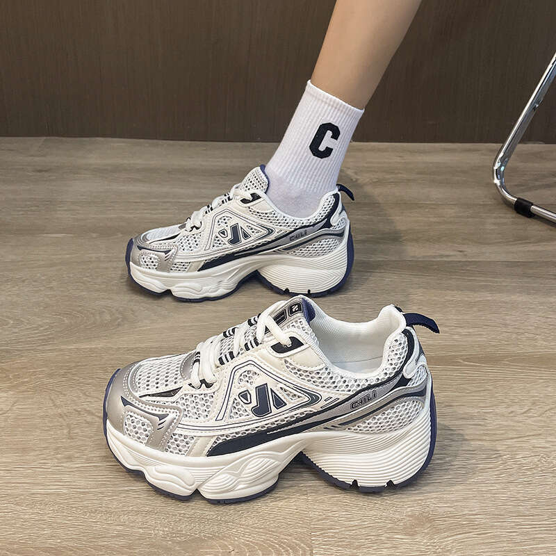 Platform Height Increasing Dad Shoes for Women, Ins Style 2023 Summer New Versatile Mesh Casual Thin Breathable Sneakers