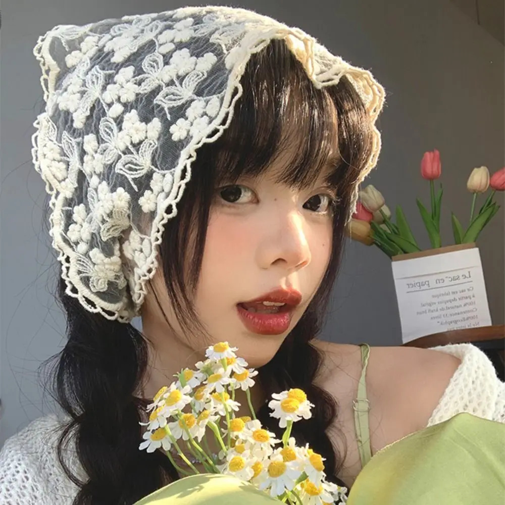 Vintage Countryside Style Triangle Bandana Wraps Hair Band Lace Scarf Turban Headbands Girls 250716