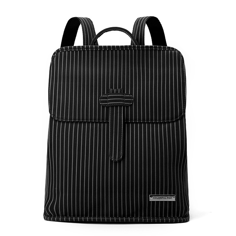 Colorful Fox Women's Niche High-End British Style Commuting Travel Lightweight Striped Waterproof Backpack ddmymoon