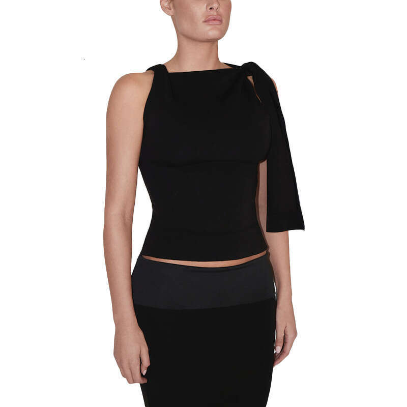 Ytp066 Women's Summer New Solid Color Sleeveless Waist-Tie Navel-Exposing Sexy Slim Top B5