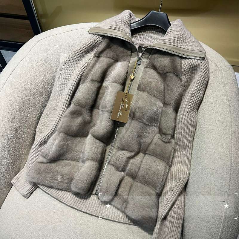 Women Coats Winter Cashmere Knitted Mink Fur Coat L1289