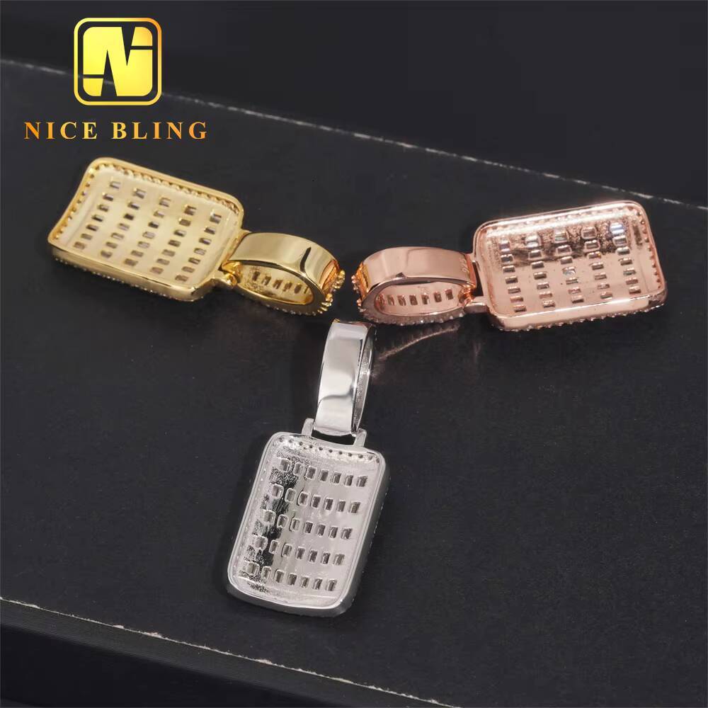 Custom Iced Out Baguette Diamond Hip Hop Moissanite Jewelry Pendant 925 Sterling Silver VVS Moissanite Hip Hop Style Pendant