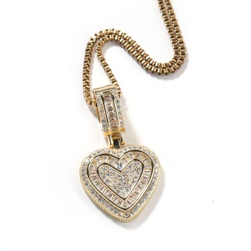 Popular Rock Candy INS Style Light Copper Inlaid Zircon Heart Pendant Necklace Hip Hop