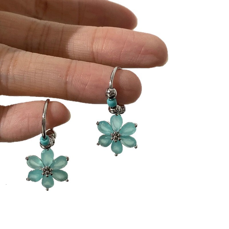 Crystal Flower Pendant Forest Style Fresh Fashion Niche Design Sense Light High-end Earrings for Women