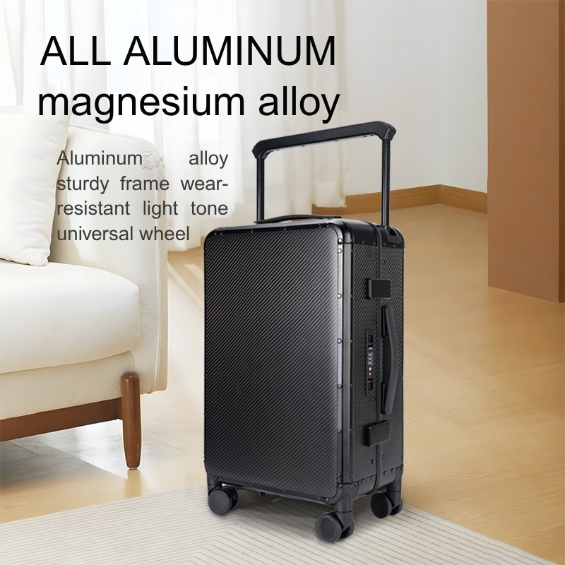 Premium Carbon Fiber Luggage Compartment for Women - Aluminum Frame Suitcase with Universal Wheels