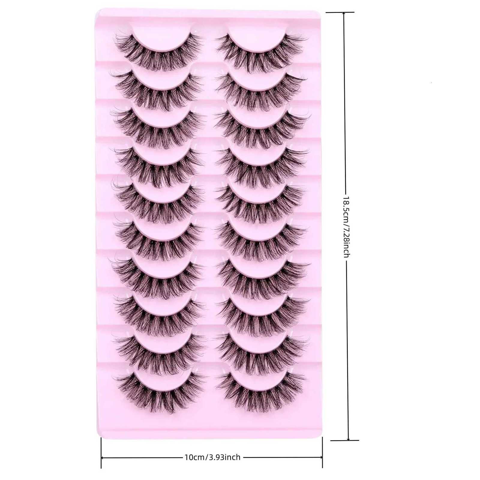 10 Pairs Natural Fluffy False Eyelashes Wispy Lashes 3D Volume Strip Lashes D Curl Fake Eyelashes with Clear Band Eye Lashes Z250730