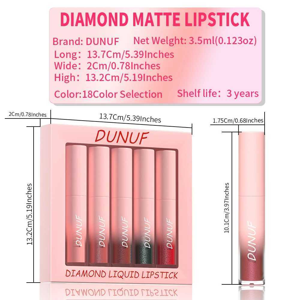 5 Pcs Diamond Glitter Liquid Lipstick Set Long Lasting Non-Stick Metallic Shimmer Matte Lipstick in Full Colors - Tinted Lip G250729