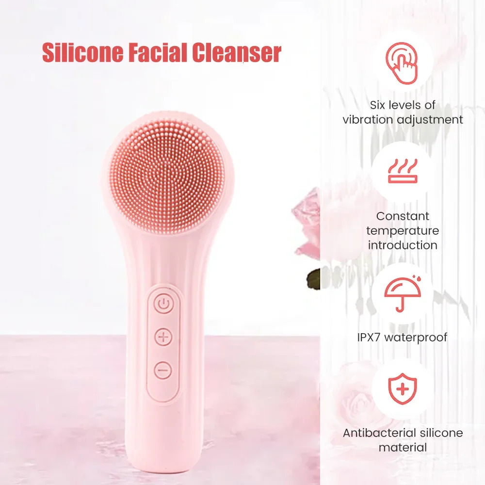 Sonic Silicone Facial Brush Cleaner Vibration Roller Massage Pore Deep Cleansing Scrubber Waterproof Face Exfoliating Cleanser 250726