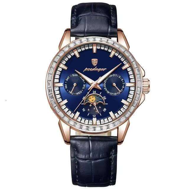 DHwatches POEDAGAR Luxury Men's Montres 956 Waterproof Luminous Chronograph Date Display Leather Strap Fashion Business Watch