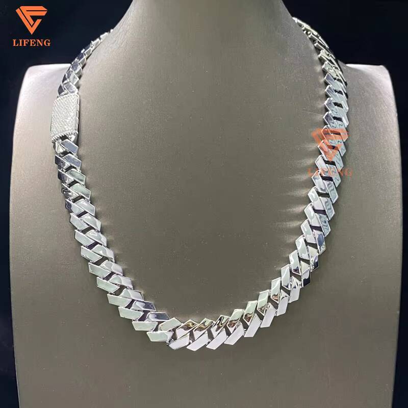 Custom Men Hip Hop 18k Gold Plated Solid 925 Silver Fine Jewelry 14mm 15mm Miami Cuban Link Chain Plain Necklace Without Diamond