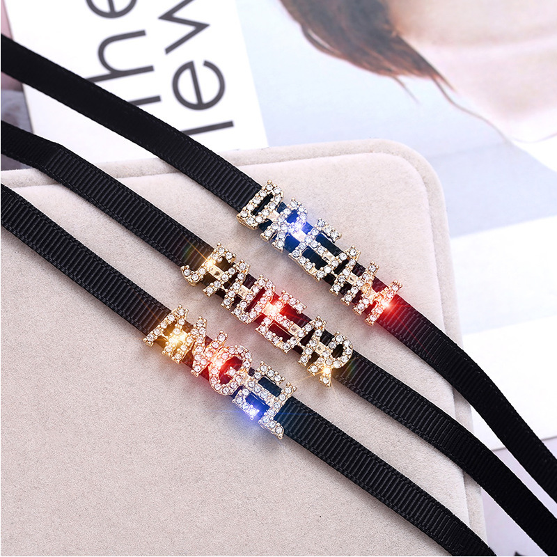 Beach Lady Pendant Black Letter Necklace For Women Collarbone Chain Trendy Cool Choker Designer Necklace Short Neck Chain Vintage Layered Necklace