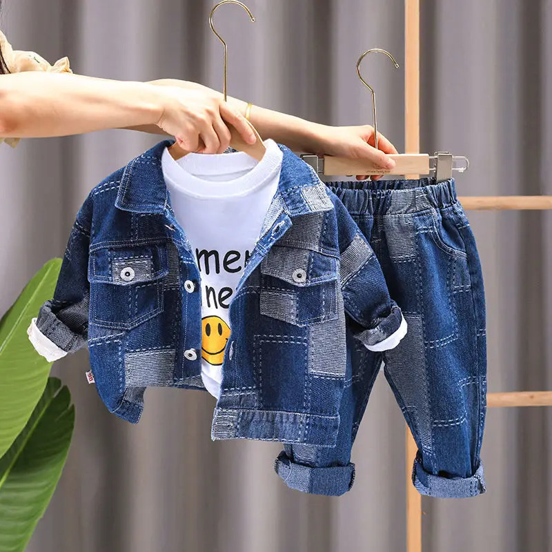 2-10 Yrs Baby Girl Boys Denim Jeans Set Spring Autumn Childrens Fashion CoatJeans Boy Kid Casual Loose Two Piece Set 250729
