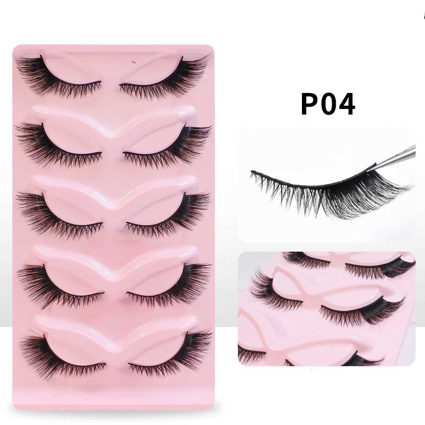 5 Pairs Cat Eye Lashes Makeup Wholesale Natural Look End Eye Elongate Fox Eye Faux Mink Lashes Z250730