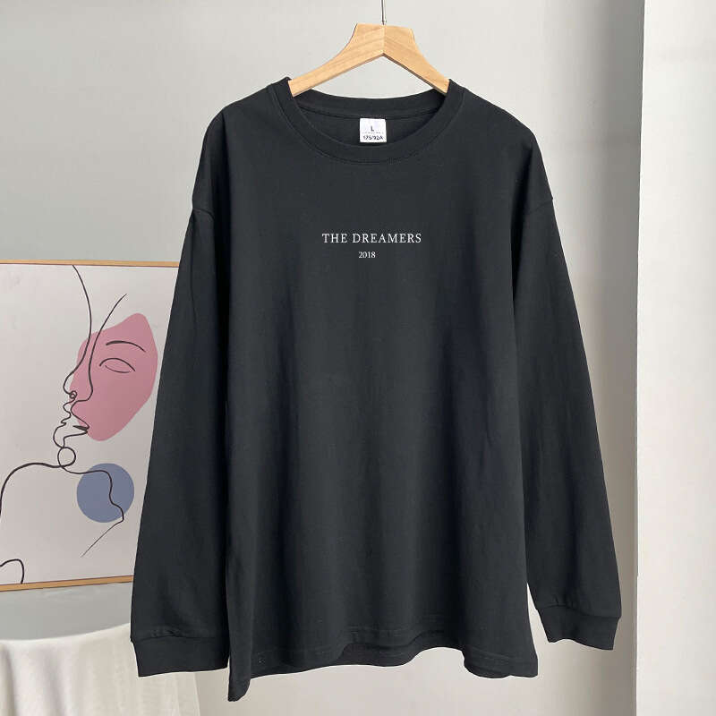 New American Style Letter Print Casual Cotton T-Shirt For Women Round Neck Loose Top B5