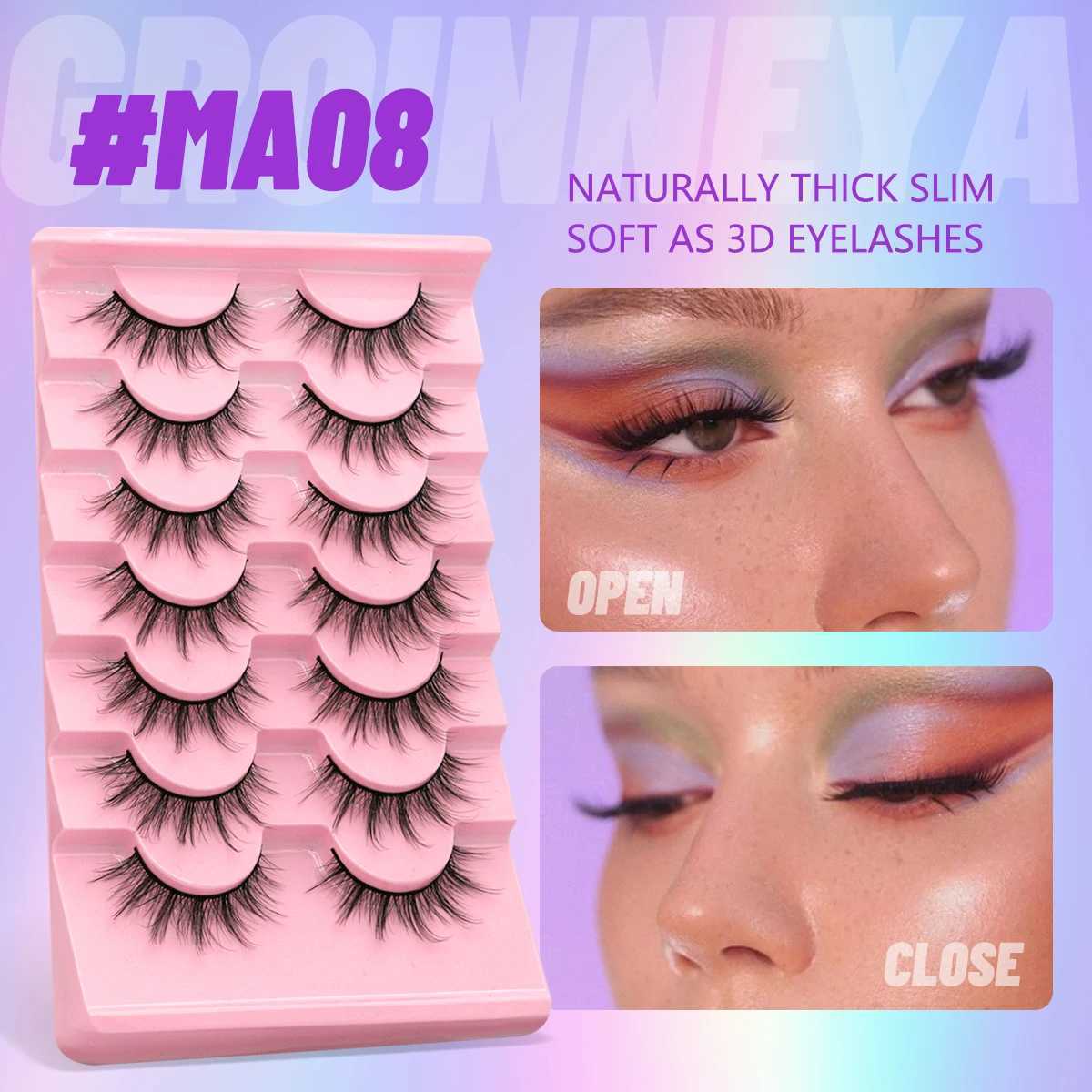 5/7 pairs Eyelashes 3D Natural False Lashes Fluffy Soft Cross Manga Lashes Wispy Natural Eyelash Extensions Makeup Z250730