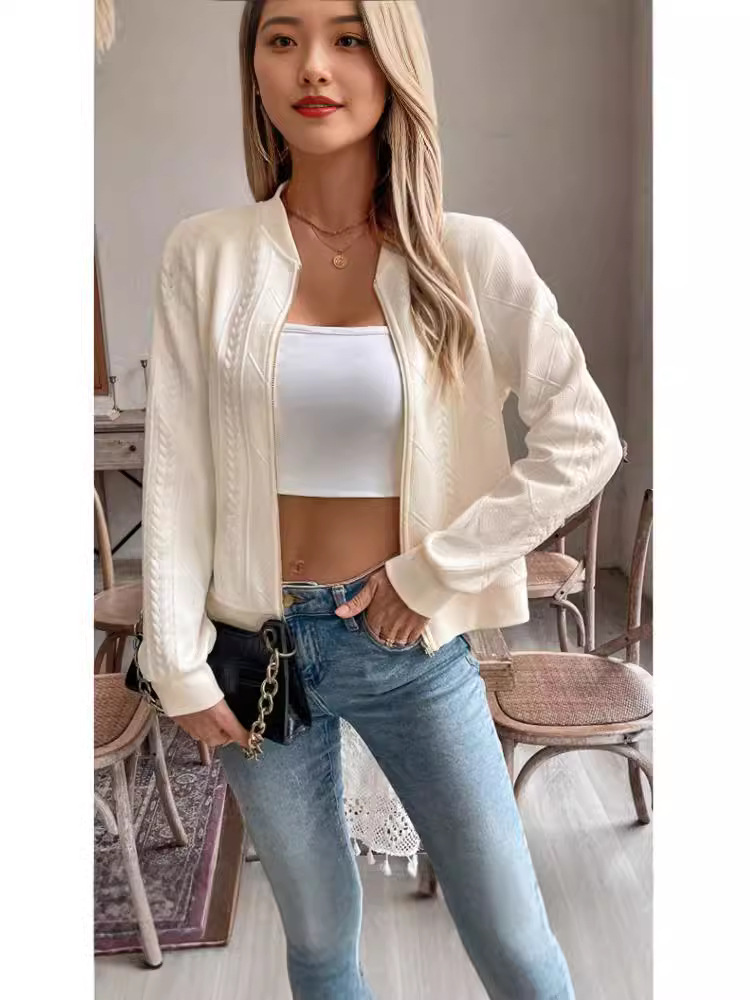 Women's blouse jacquard long-sleeved casual short jacket
