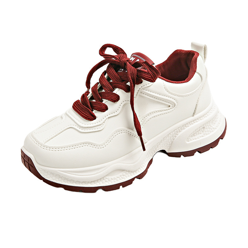 2025 Spring and Autumn New Korean Style Ins Trend Thick-Soled Height-Increasing Leather Casual Sneakers for Women ddmysaturn