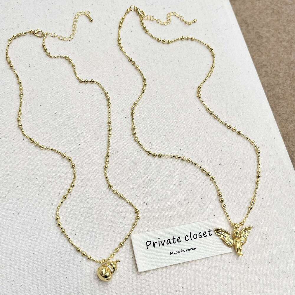 Same Style Cute Little Angel Pendant for Women 2024 New Gold Wings Exquisite Personalized Necklace 0f6