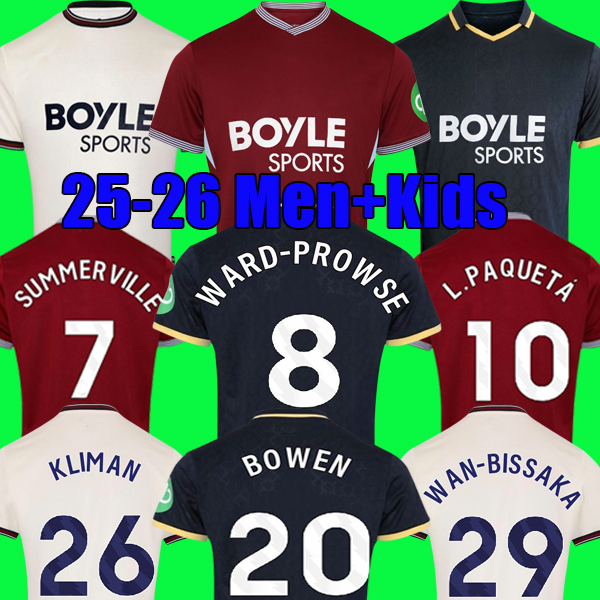 BOWEN FULLKRUG WEST HAME 25 26 Soccer Jerseys WARD-PROWSE 2025 2026 L.PAQUETA football shirt KUDUS RODRIGUEZ SUMMERVILLE home jersey Men Kids Kit se